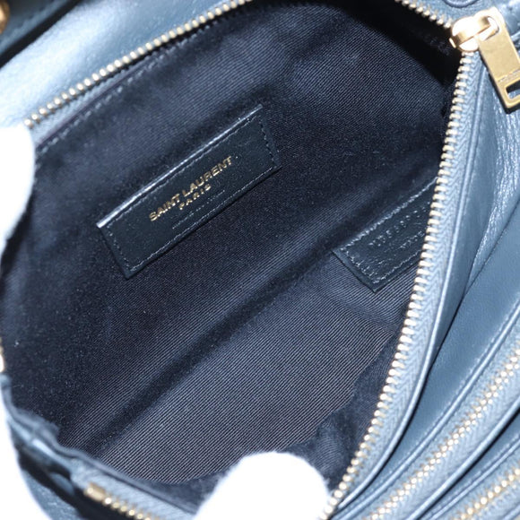 SAINT LAURENT Cassandra Angie Chain Shoulder Bag Leather Navy Gold Auth 193424M