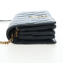SAINT LAURENT Cassandra Angie Chain Shoulder Bag Leather Navy Gold Auth 193424M-4