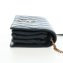 SAINT LAURENT Cassandra Angie Chain Shoulder Bag Leather Navy Gold Auth 193424M-5