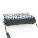 SAINT LAURENT Cassandra Angie Chain Shoulder Bag Leather Navy Gold Auth 193424M-6