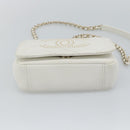 CHANEL Matelasse Chain Shoulder Bag Lamb Skin 2way White Gold CC Auth 193425SAM-5