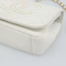 CHANEL Matelasse Chain Shoulder Bag Lamb Skin 2way White Gold CC Auth 193425SAM-10