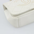 CHANEL Matelasse Chain Shoulder Bag Lamb Skin 2way White Gold CC Auth 193425SAM-15
