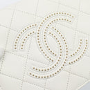 CHANEL Matelasse Chain Shoulder Bag Lamb Skin 2way White Gold CC Auth 193425SAM-18
