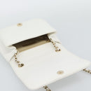 CHANEL Matelasse Chain Shoulder Bag Lamb Skin 2way White Gold CC Auth 193425SAM-19