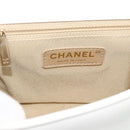 CHANEL Matelasse Chain Shoulder Bag Lamb Skin 2way White Gold CC Auth 193425SAM-20