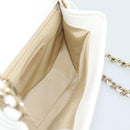 CHANEL Matelasse Chain Shoulder Bag Lamb Skin 2way White Gold CC Auth 193425SAM-21