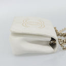CHANEL Matelasse Chain Shoulder Bag Lamb Skin 2way White Gold CC Auth 193425SAM-4