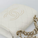 CHANEL Matelasse Chain Shoulder Bag Lamb Skin 2way White Gold CC Auth 193425SAM-6