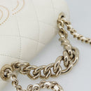 CHANEL Matelasse Chain Shoulder Bag Lamb Skin 2way White Gold CC Auth 193425SAM-7