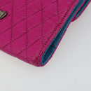 Chrome Hearts Wave 4 3-Snap Quilted Long Wallet Leather Pink Auth 193426SM-10