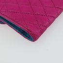 Chrome Hearts Wave 4 3-Snap Quilted Long Wallet Leather Pink Auth 193426SM-11