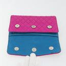 Chrome Hearts Wave 4 3-Snap Quilted Long Wallet Leather Pink Auth 193426SM-14