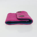 Chrome Hearts Wave 4 3-Snap Quilted Long Wallet Leather Pink Auth 193426SM-4