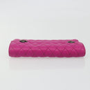 Chrome Hearts Wave 4 3-Snap Quilted Long Wallet Leather Pink Auth 193426SM-6