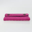 Chrome Hearts Wave 4 3-Snap Quilted Long Wallet Leather Pink Auth 193426SM-7