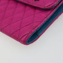 Chrome Hearts Wave 4 3-Snap Quilted Long Wallet Leather Pink Auth 193426SM-8