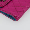 Chrome Hearts Wave 4 3-Snap Quilted Long Wallet Leather Pink Auth 193426SM-9