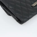 Chrome Hearts Wave4 3-Snap Quilted Long Wallet Leather Black Auth 193427SM-16