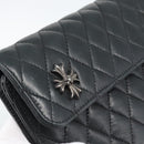 Chrome Hearts Wave4 3-Snap Quilted Long Wallet Leather Black Auth 193427SM-17