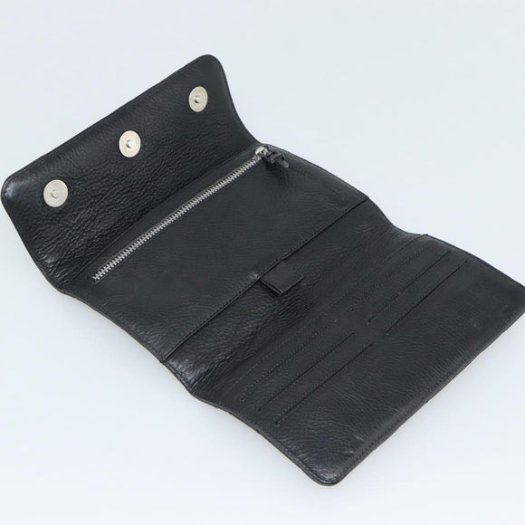 Chrome Hearts Wave4 3-Snap Quilted Long Wallet Leather Black Auth 193427SM