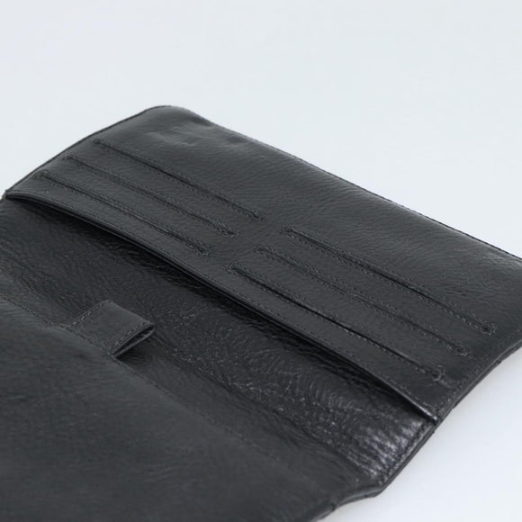 Chrome Hearts Wave4 3-Snap Quilted Long Wallet Leather Black Auth 193427SM