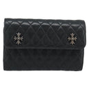 Chrome Hearts Wave4 3-Snap Quilted Long Wallet Leather Black Auth 193427SM-13
