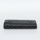 Chrome Hearts Wave4 3-Snap Quilted Long Wallet Leather Black Auth 193427SM-5