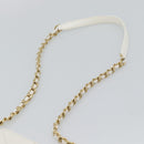 CHANEL Matelasse Chain Shoulder Bag Lamb Skin 2way White Gold CC Auth 193428SAM-14