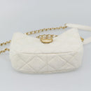 CHANEL Matelasse Chain Shoulder Bag Lamb Skin 2way White Gold CC Auth 193428SAM-5