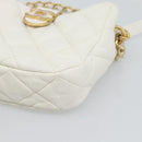 CHANEL Matelasse Chain Shoulder Bag Lamb Skin 2way White Gold CC Auth 193428SAM-15