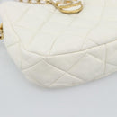 CHANEL Matelasse Chain Shoulder Bag Lamb Skin 2way White Gold CC Auth 193428SAM-16