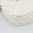 CHANEL Matelasse Chain Shoulder Bag Lamb Skin 2way White Gold CC Auth 193428SAM-10