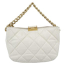 CHANEL Matelasse Chain Shoulder Bag Lamb Skin 2way White Gold CC Auth 193428SAM-2