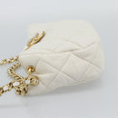 CHANEL Matelasse Chain Shoulder Bag Lamb Skin 2way White Gold CC Auth 193428SAM-3