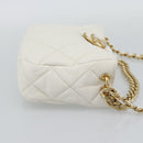 CHANEL Matelasse Chain Shoulder Bag Lamb Skin 2way White Gold CC Auth 193428SAM-4