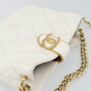 CHANEL Matelasse Chain Shoulder Bag Lamb Skin 2way White Gold CC Auth 193428SAM-6