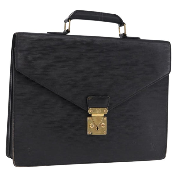 LOUIS VUITTON Epi ServietteConseiller Business Bag Black M54422 LV Auth 193430