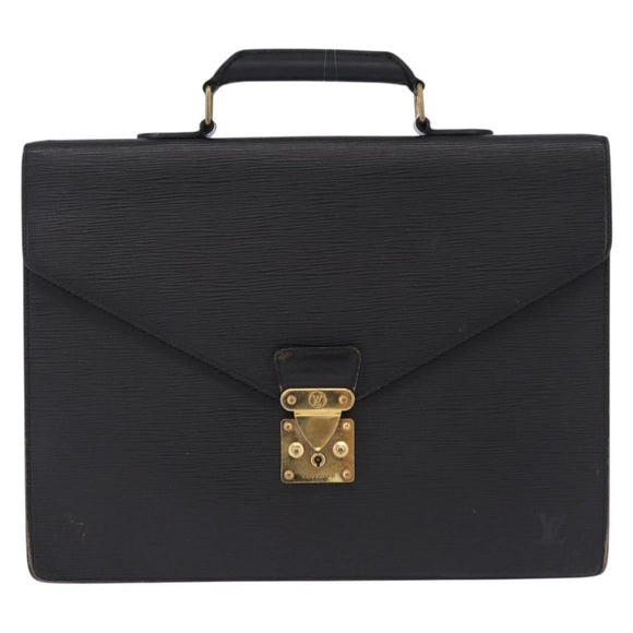 LOUIS VUITTON Epi ServietteConseiller Business Bag Black M54422 LV Auth 193430