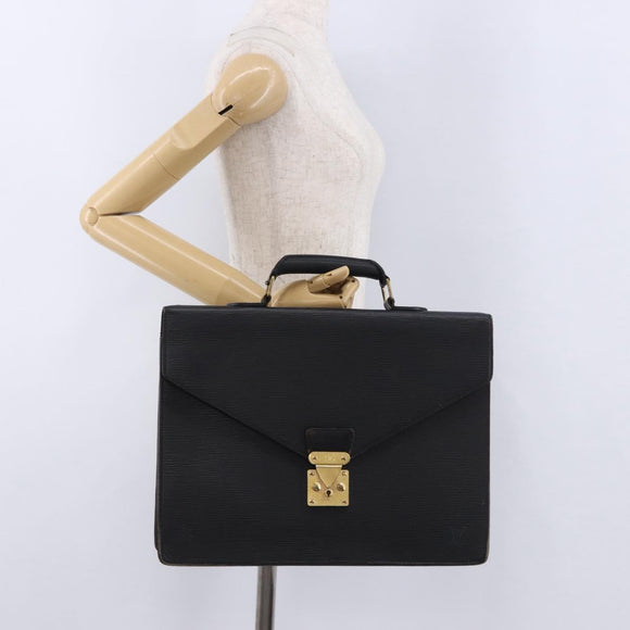 LOUIS VUITTON Epi ServietteConseiller Business Bag Black M54422 LV Auth 193430