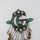 GUCCI GG Marmont Turquoise Brooch metal Silver Auth 193434M-3