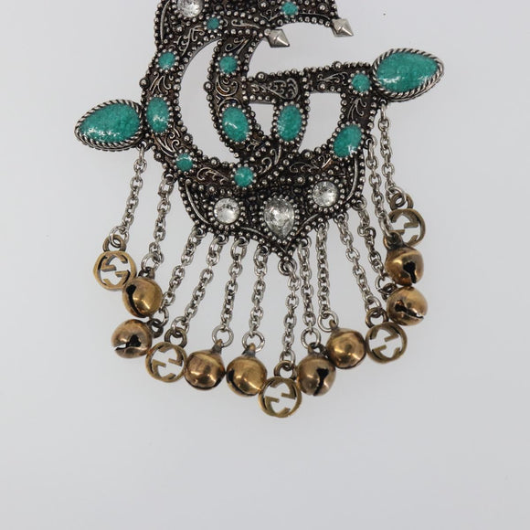 GUCCI GG Marmont Turquoise Brooch metal Silver Auth 193434M