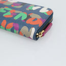 FENDI Coin Purse Leather Navy Gold Auth 193435V-15