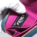 FENDI Coin Purse Leather Navy Gold Auth 193435V-19