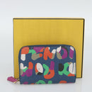 FENDI Coin Purse Leather Navy Gold Auth 193435V-12