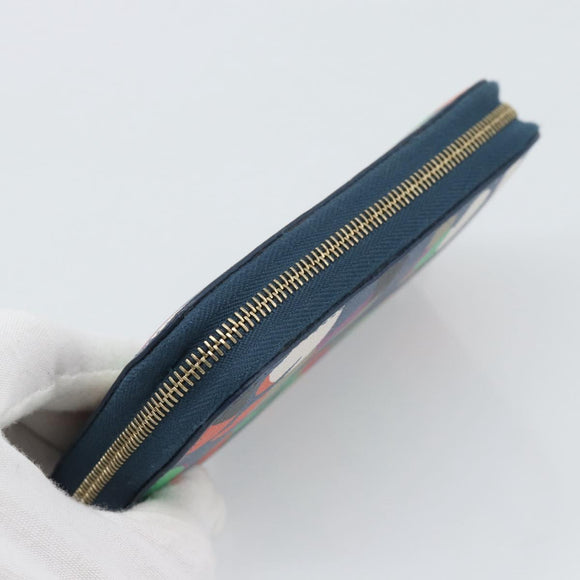 FENDI Coin Purse Leather Navy Gold Auth 193435V