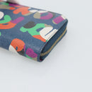 FENDI Coin Purse Leather Navy Gold Auth 193435V-7