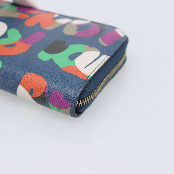 FENDI Coin Purse Leather Navy Gold Auth 193435V