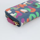 FENDI Coin Purse Leather Navy Gold Auth 193435V-14