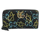 GUCCI GG Marmont Ghost Long Wallet Leather Black Gold 448087 Auth 193436A-2